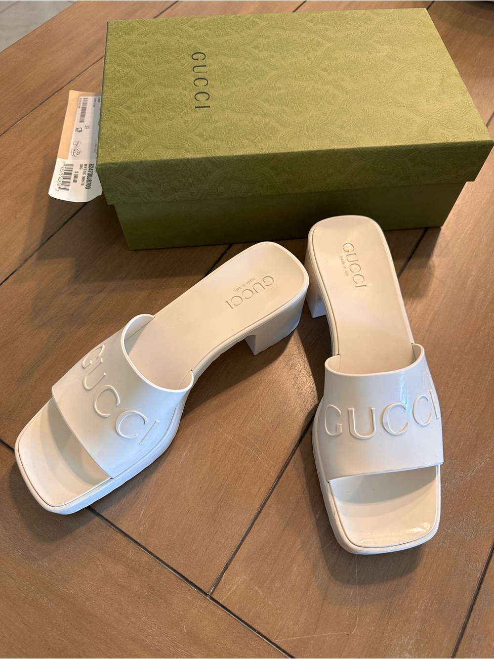 Gucci Mystic White rubber platform Slide Sandals